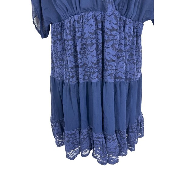 Torrid Tiered Skirt V Neck Lace Trim Chiffon Lined Dress Size 1X - Picture 4 of 11